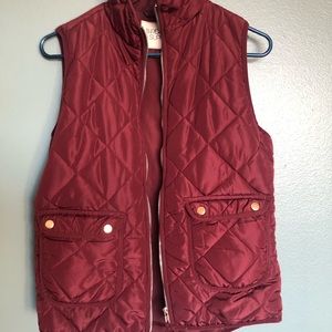 Dark red puff vest
